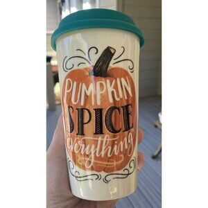 Anthropologie Pumpkin Spice Travel Mug Lily And Val Coffee Ceramic Fall